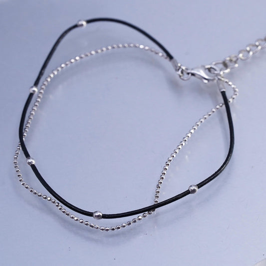 7+1.5”, Silpada “Double the Fun” Leather Sterling double strands Bracelet B2700