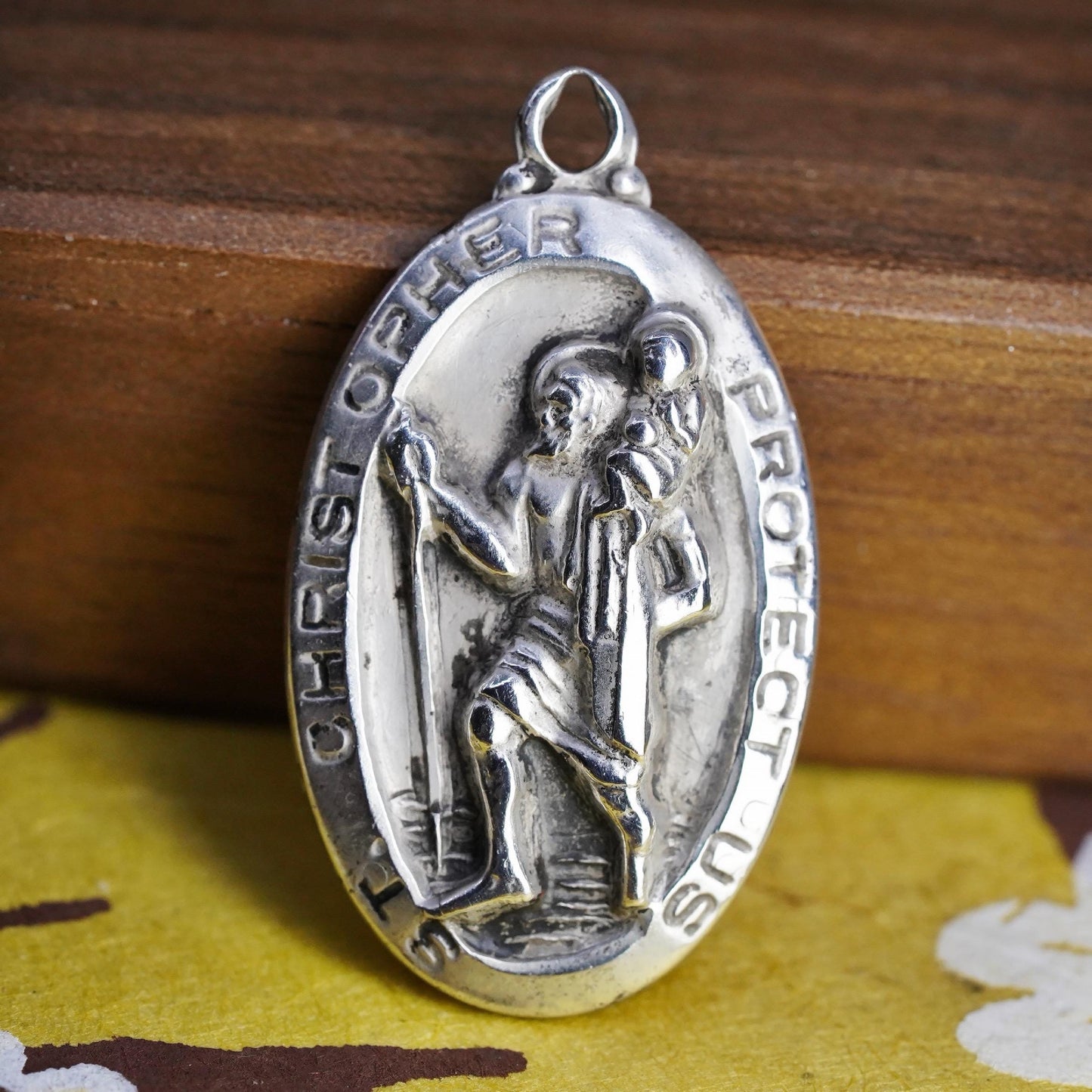 M DE Jean Sterling Silver 925 Saint Christopher Medal Pendant, Protect Us Charm