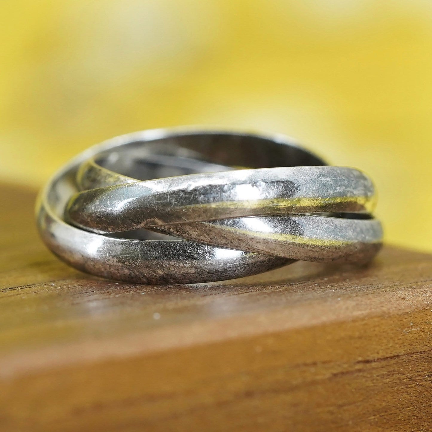 size 5, vintage Sterling silver handmade ring, 925 entwined band