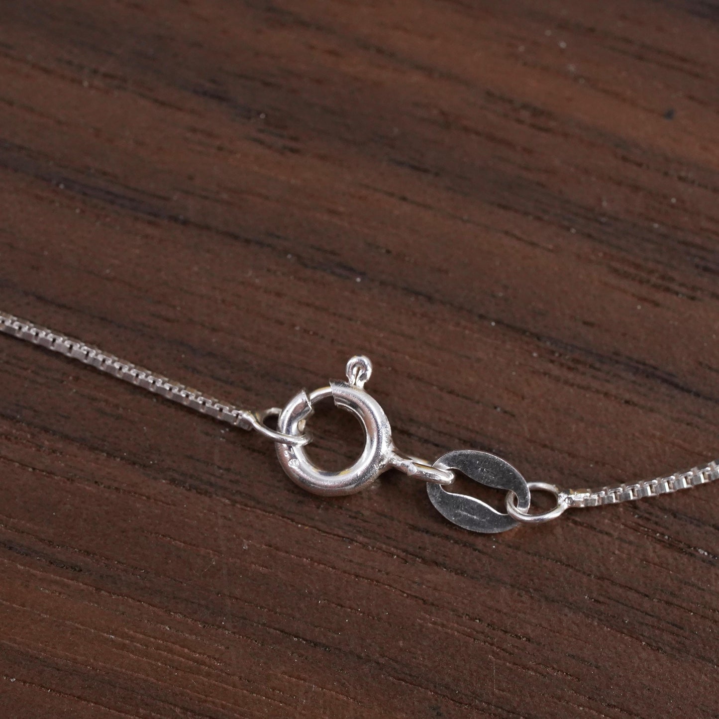 18”, Vintage Sterling silver necklace, 925 box chain cz snowflake charm pendant