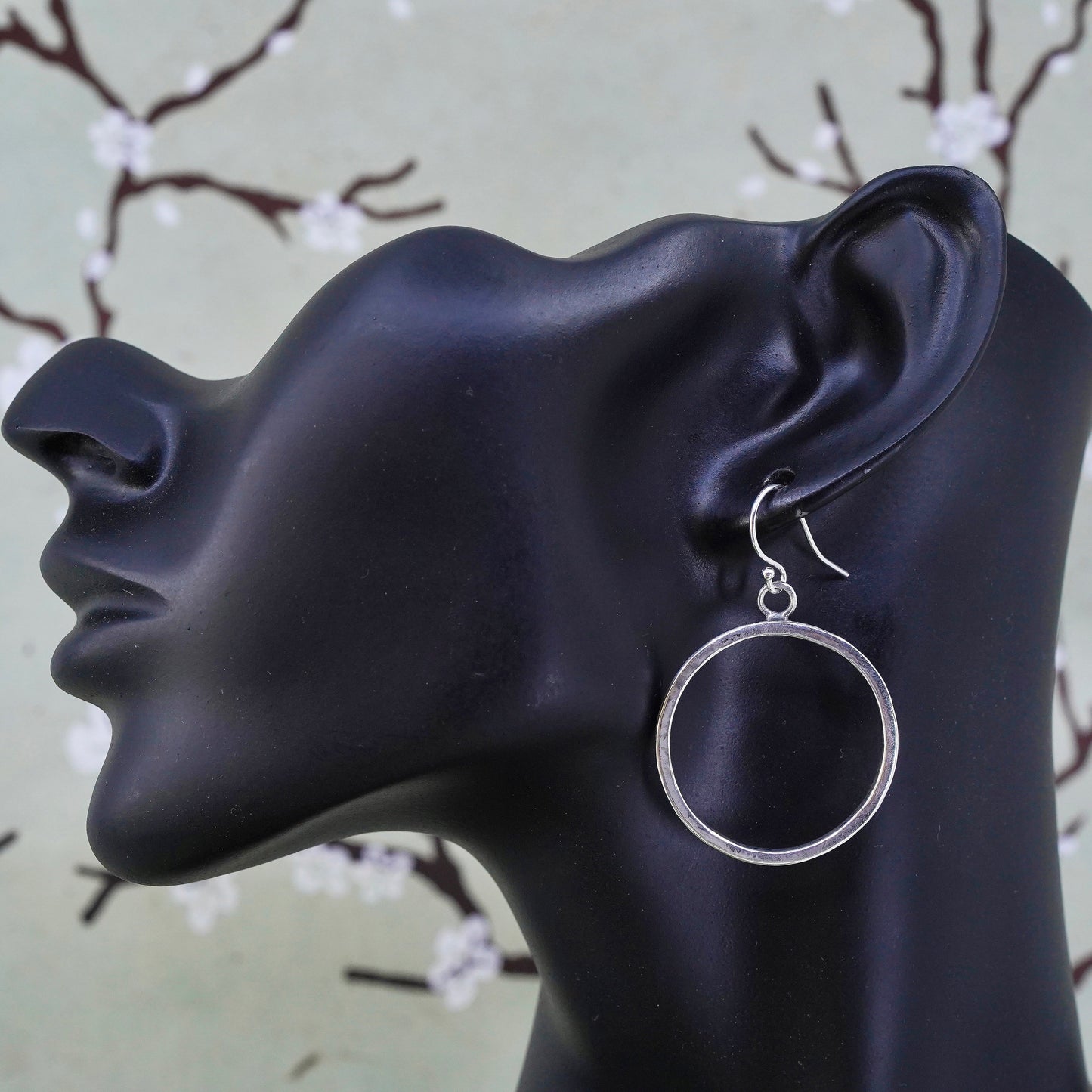Vintage A. Dewitt Sterling Silver hammered Circle Hoop Earrings Retired 925
