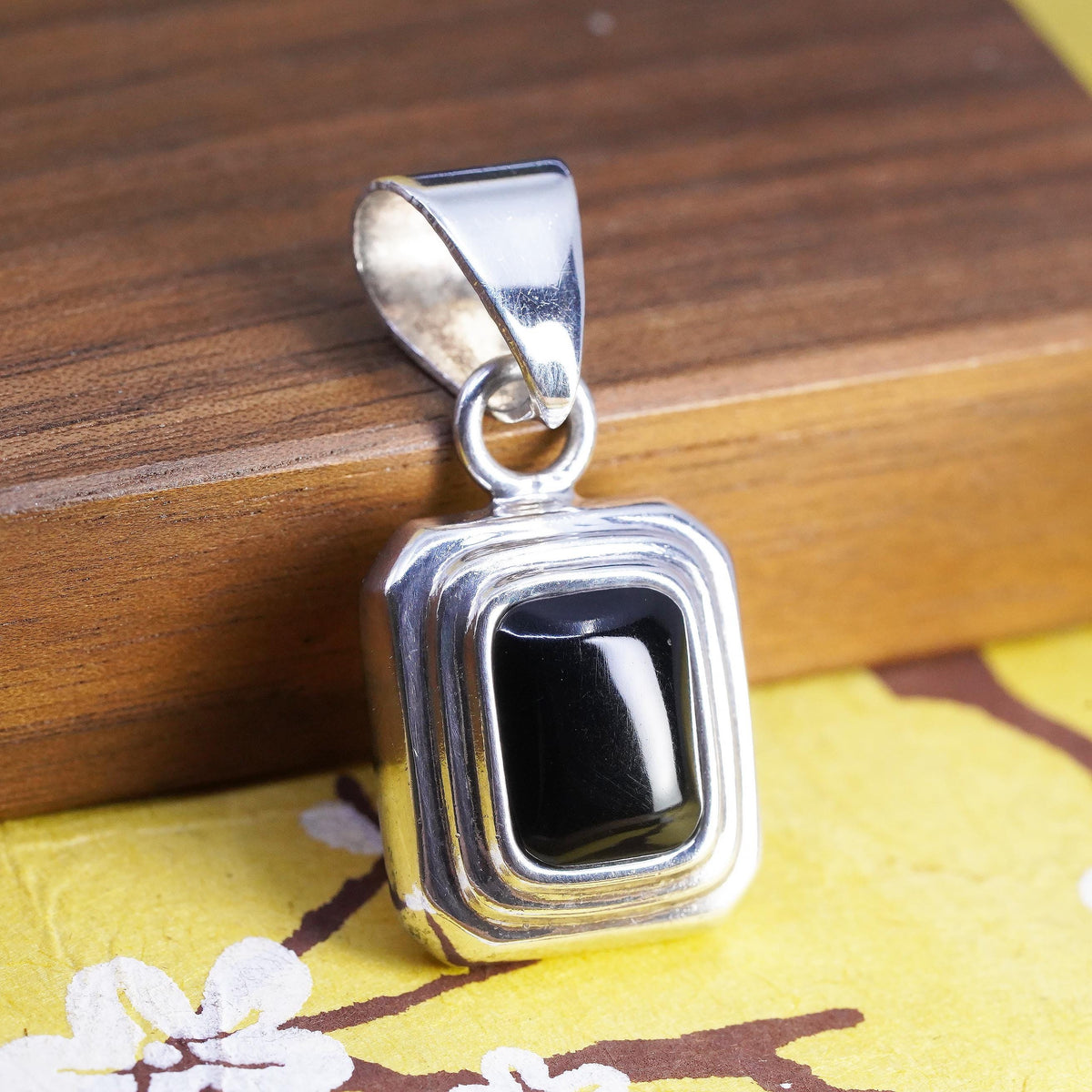 SILPADA Onyx Rectangle Sterling Silver 925 Pendant Black S0113 Retired