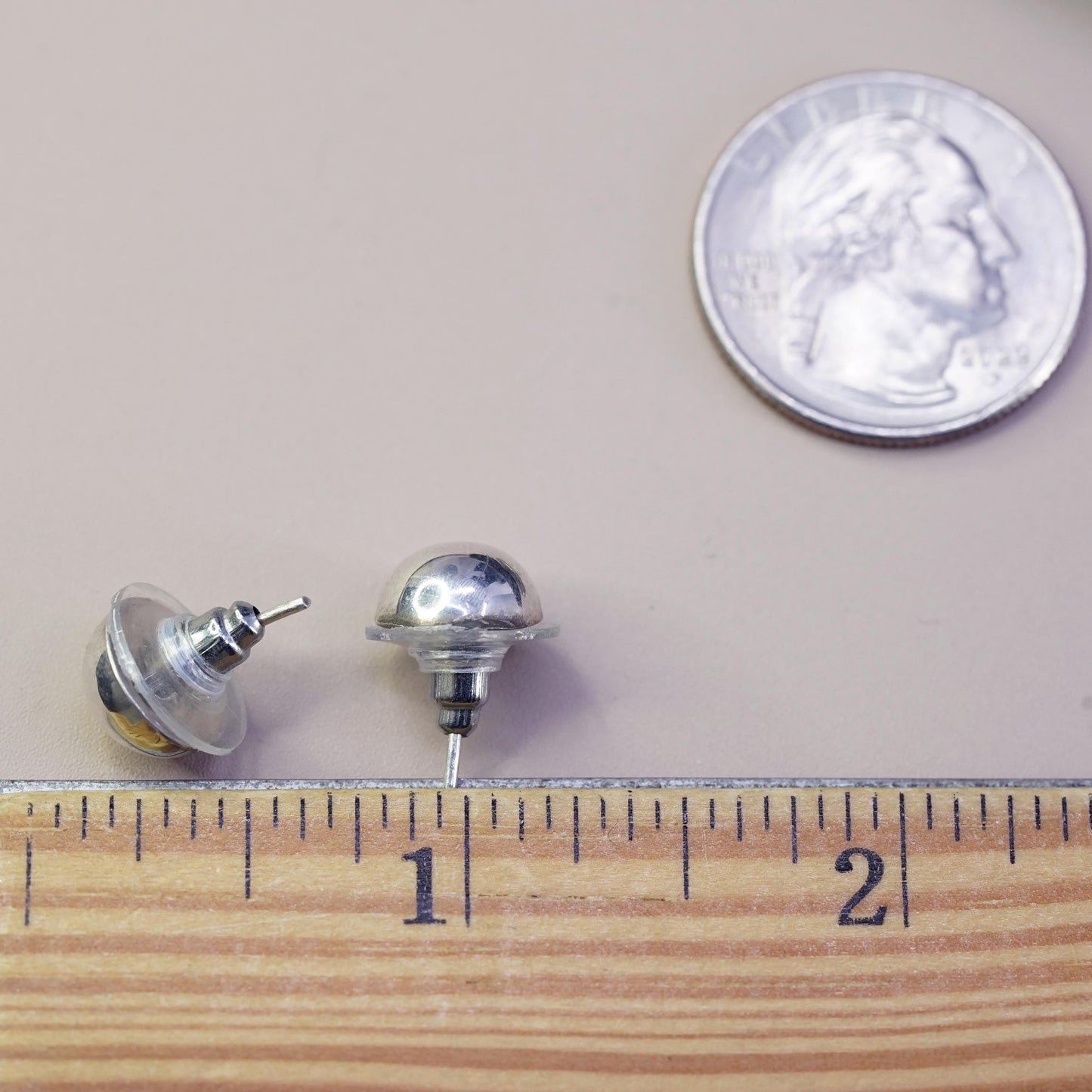 7mm Sterling silver dome studs earrings, silver tested
