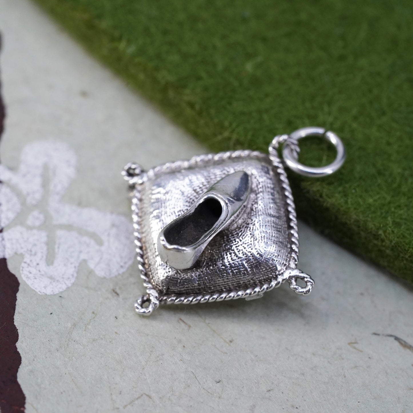 Vintage sterling silver handmade pendant, 925 Cinderella crystal heal charm