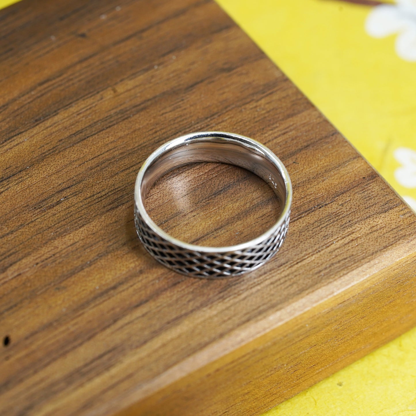 Size 8.5, vintage Sterling silver handmade ring, 925 band woven braided details