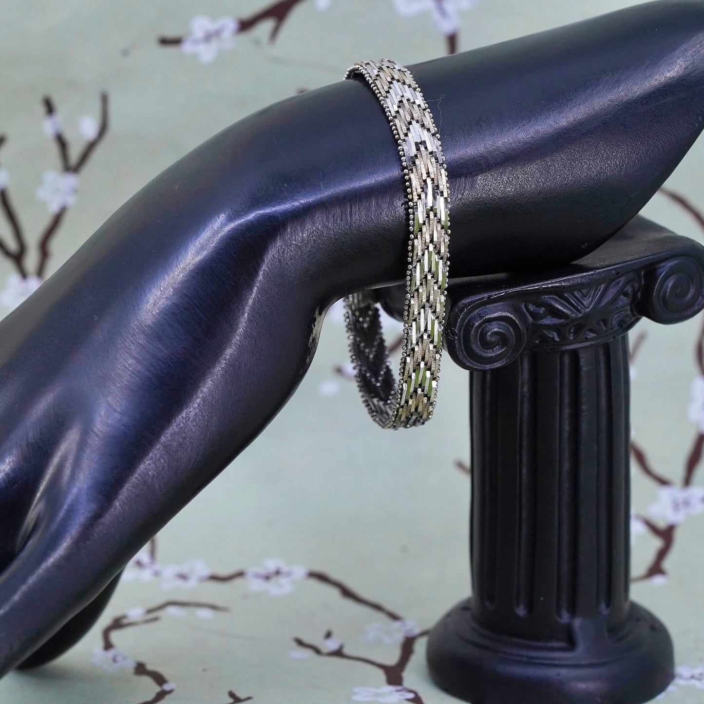 6.75”, 8mm, Vintage sterling silver handmade bracelet, 925 silver Riccio chain