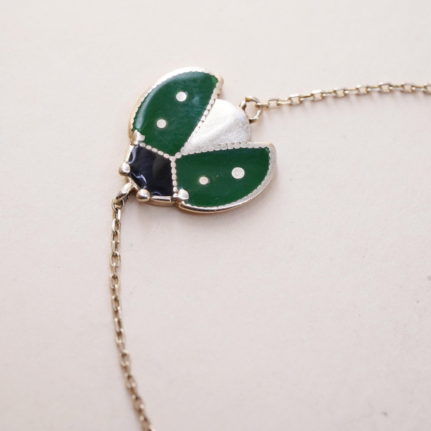 6.25”, vermeil gold over sterling silver bracelet, 925 circle enamel ladybug