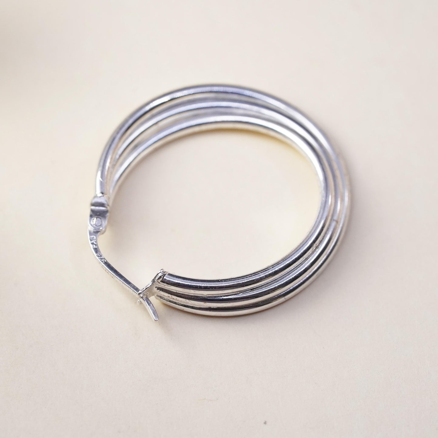 1", Vintage sterling silver loop single earring, fashion primitive twisted hoop