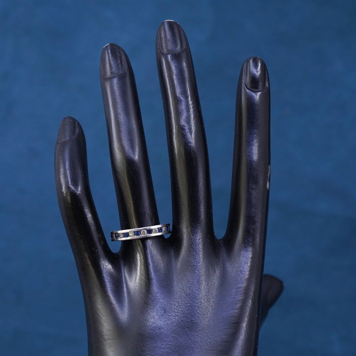 Size 7.25, vintage Sterling silver handmade ring, 925 band with cz