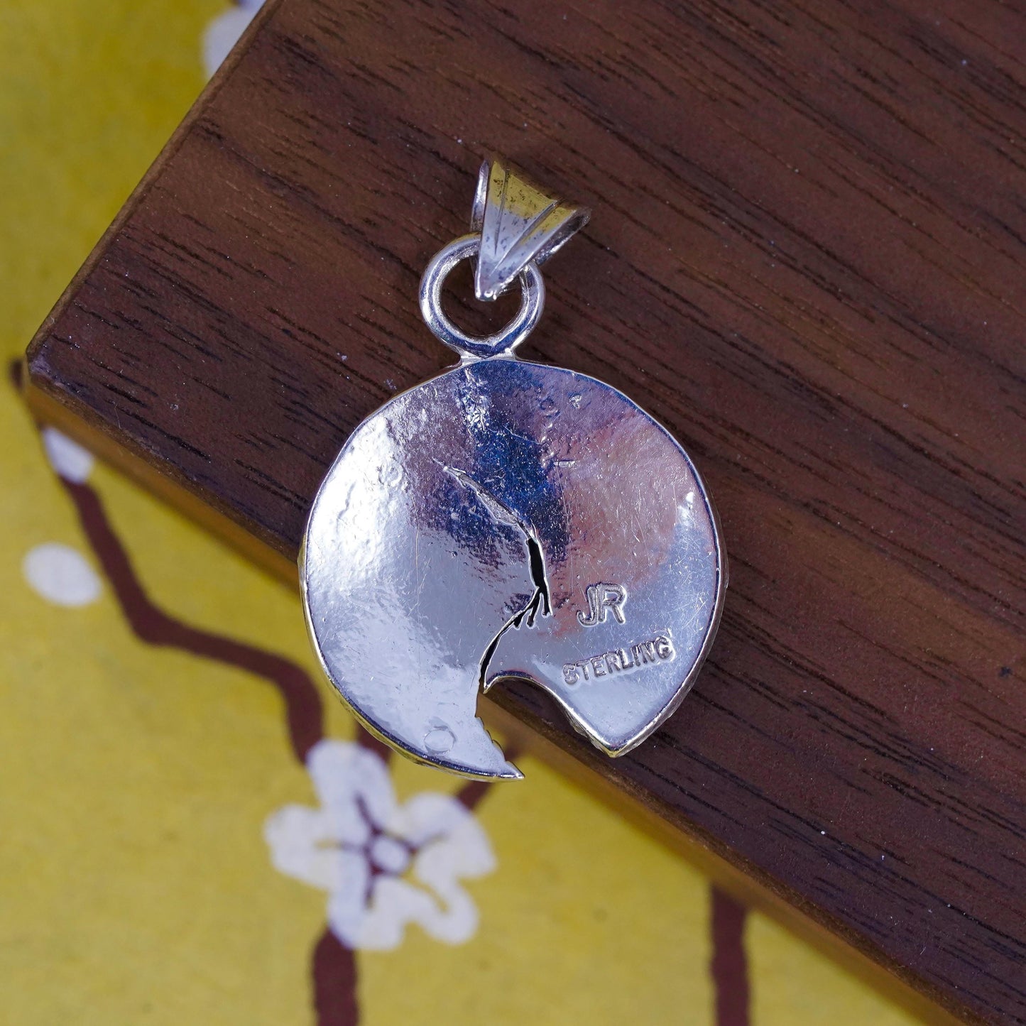 Native American Navajo Jerry Roan JR Sterling Silver pendant, 925 landscape