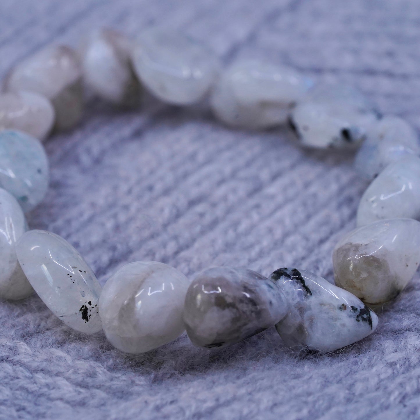 6.75", vintage moonstone nugget bracelet with elastic band
