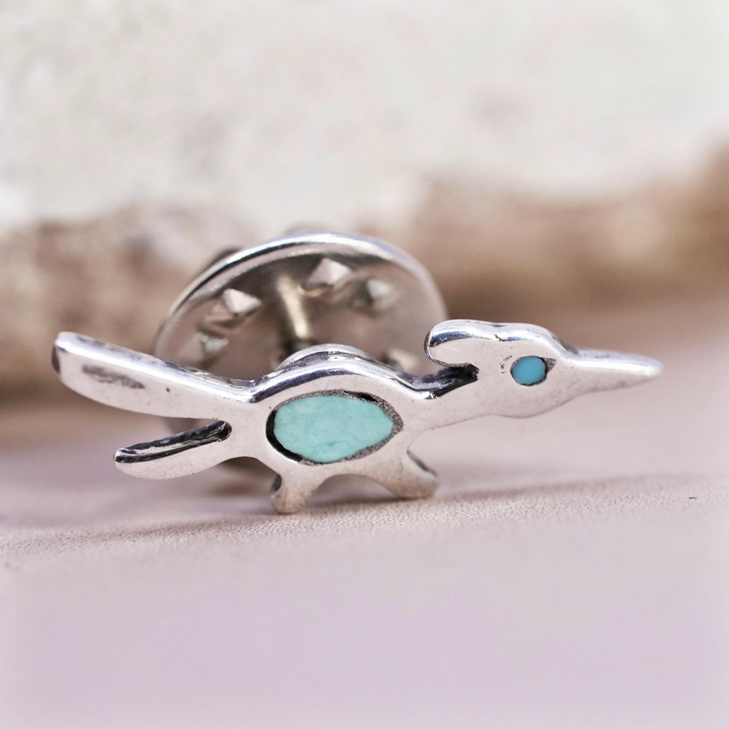 Vintages Native American sterling silver brooch, 925 running thunder bird pin