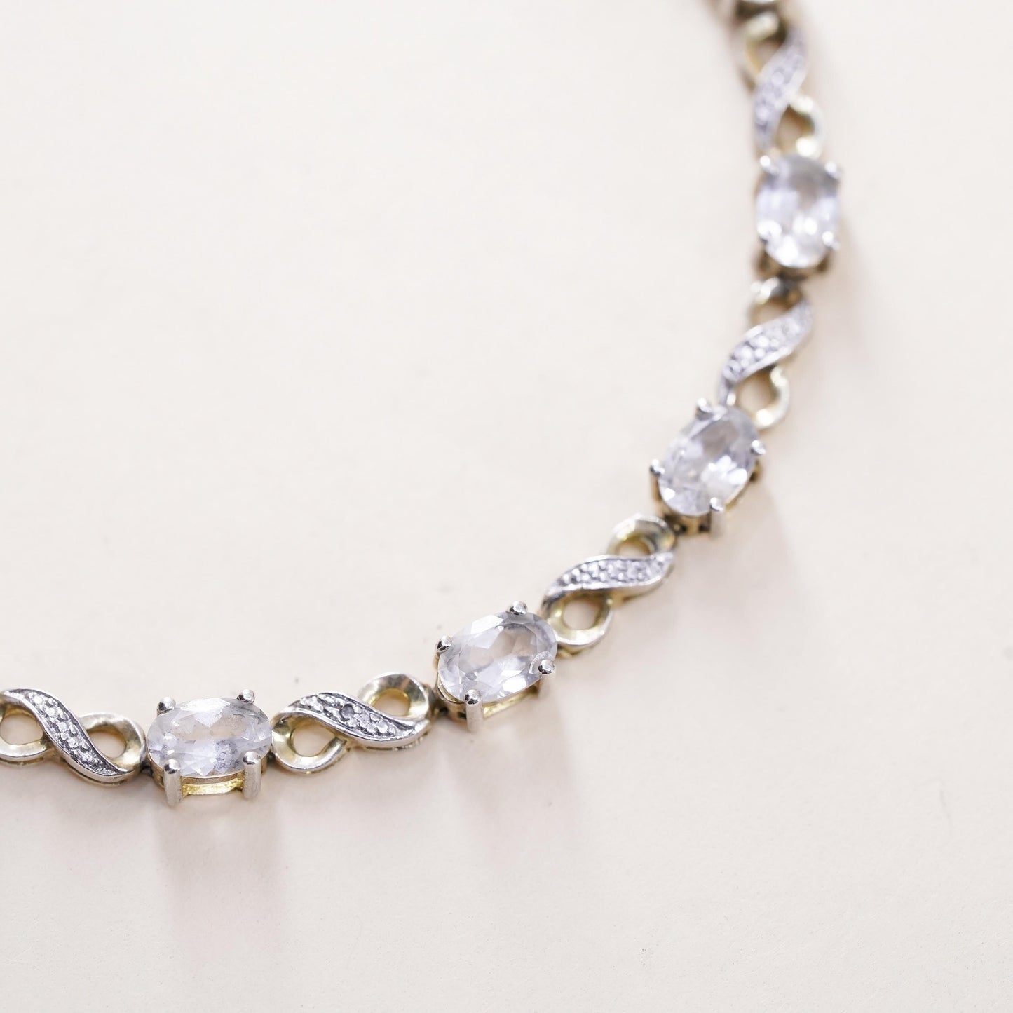 7.25”, vermeil gold sterling 925 silver tennis bracelet blue topaz diamond