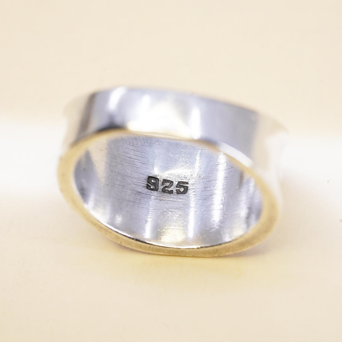 Size 8.25, VTG sterling silver handmade ribbed ring, southwestern 925 band