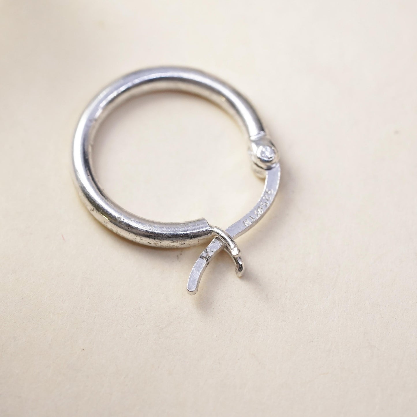 0.5", Vintage sterling silver loop single earring, fashion minimalist primitive hoop
