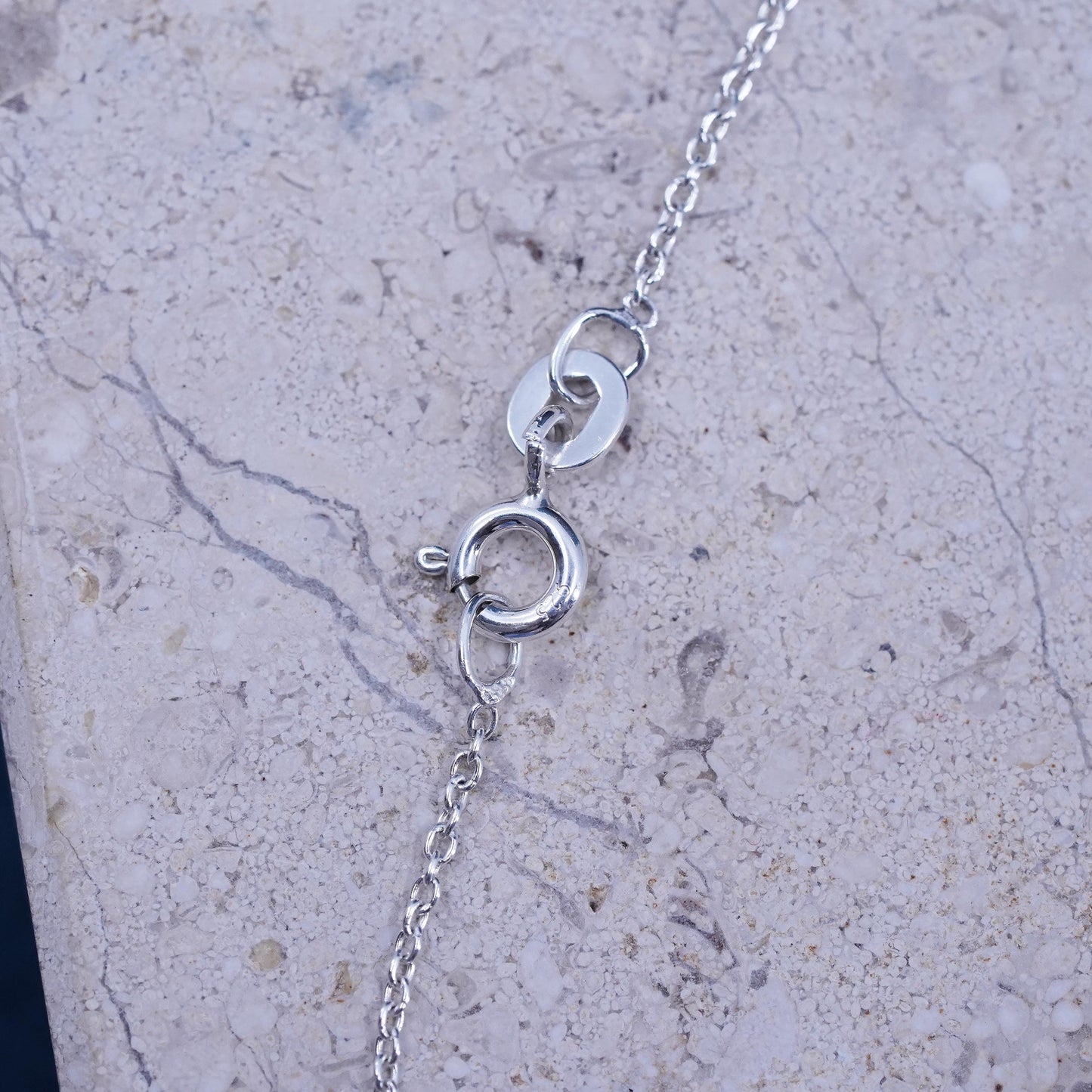 18”, vintage Sterling silver necklace, 925 circle chain glass starfish pendant