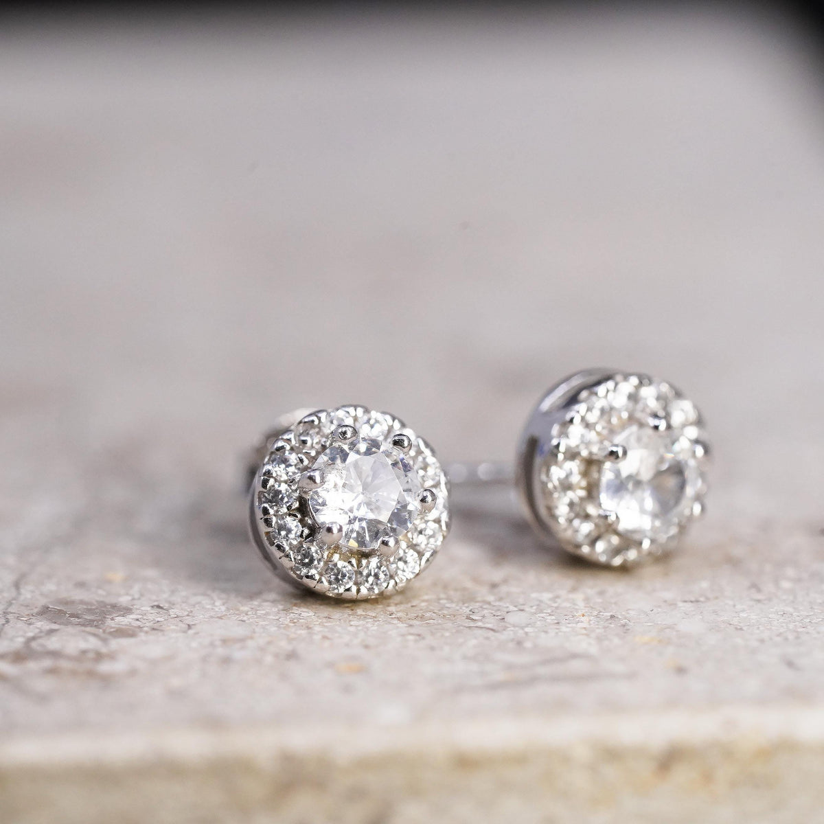 7mm, Sterling silver handmade earrings, 925 cz cluster studs