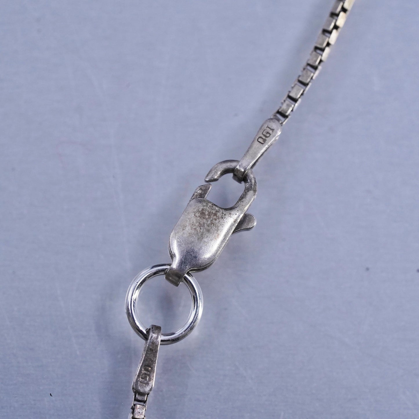 20", Italian sterling 925 silver box necklace dragonfly teardrop tag pendant