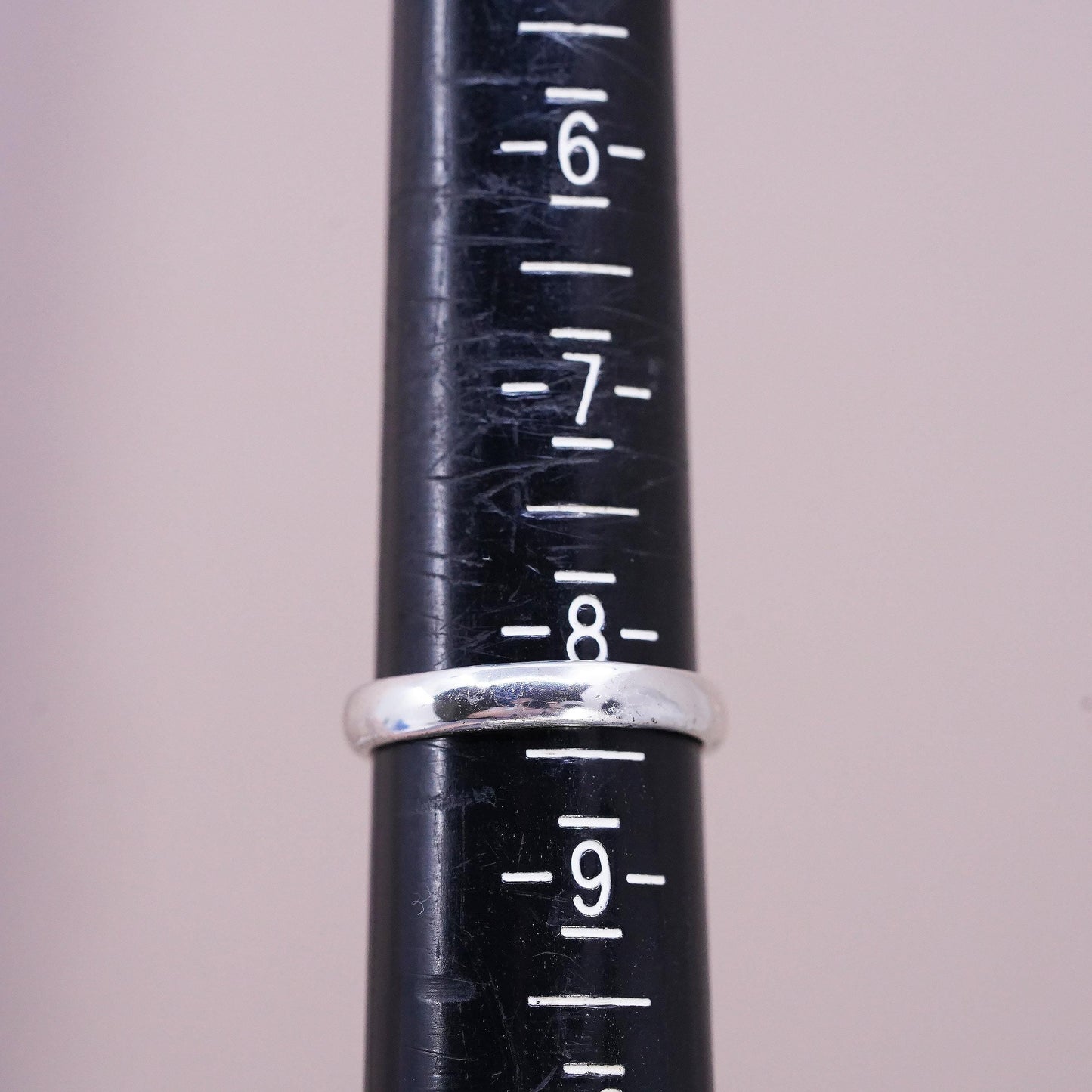Size 8, vintage sterling silver handmade ring, 925 band with Jesus embossed