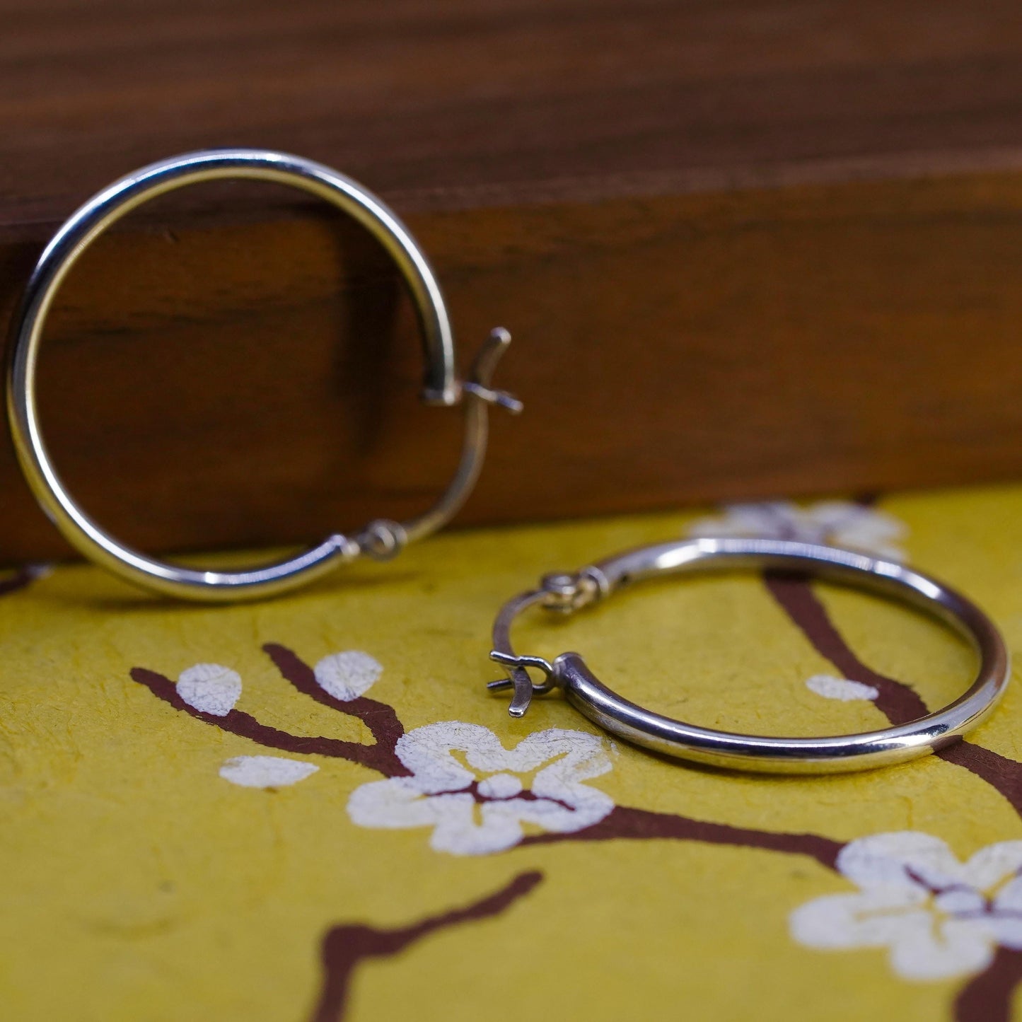 1”, Vintage Sterling silver handmade earrings, 925 silver hoops