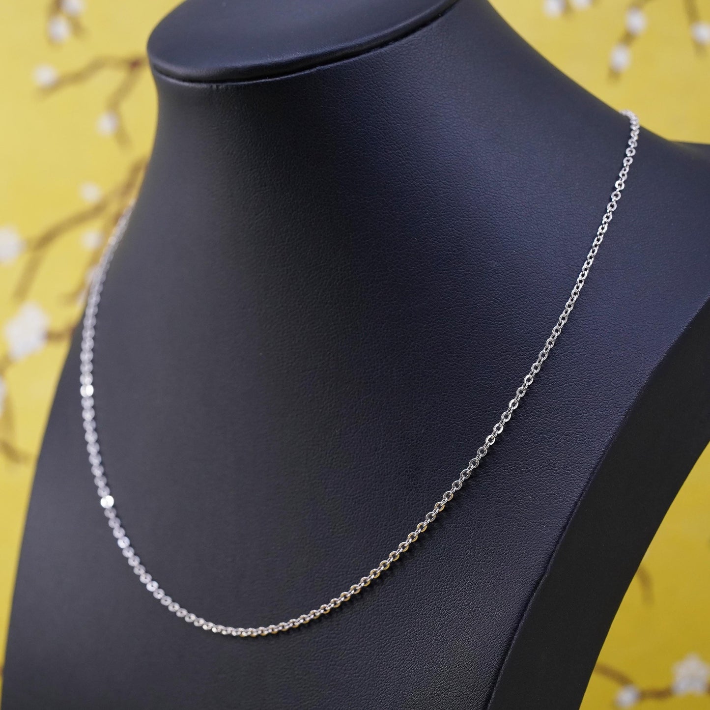 18" 1.6mm, vintage Sterling silver necklace, 925 flatten circle link chain