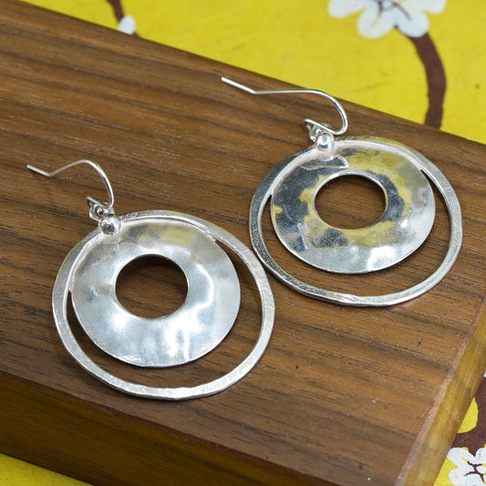 vintage Silpada W1322 Sterling Perspectiva Hammered Double Circle Earrings