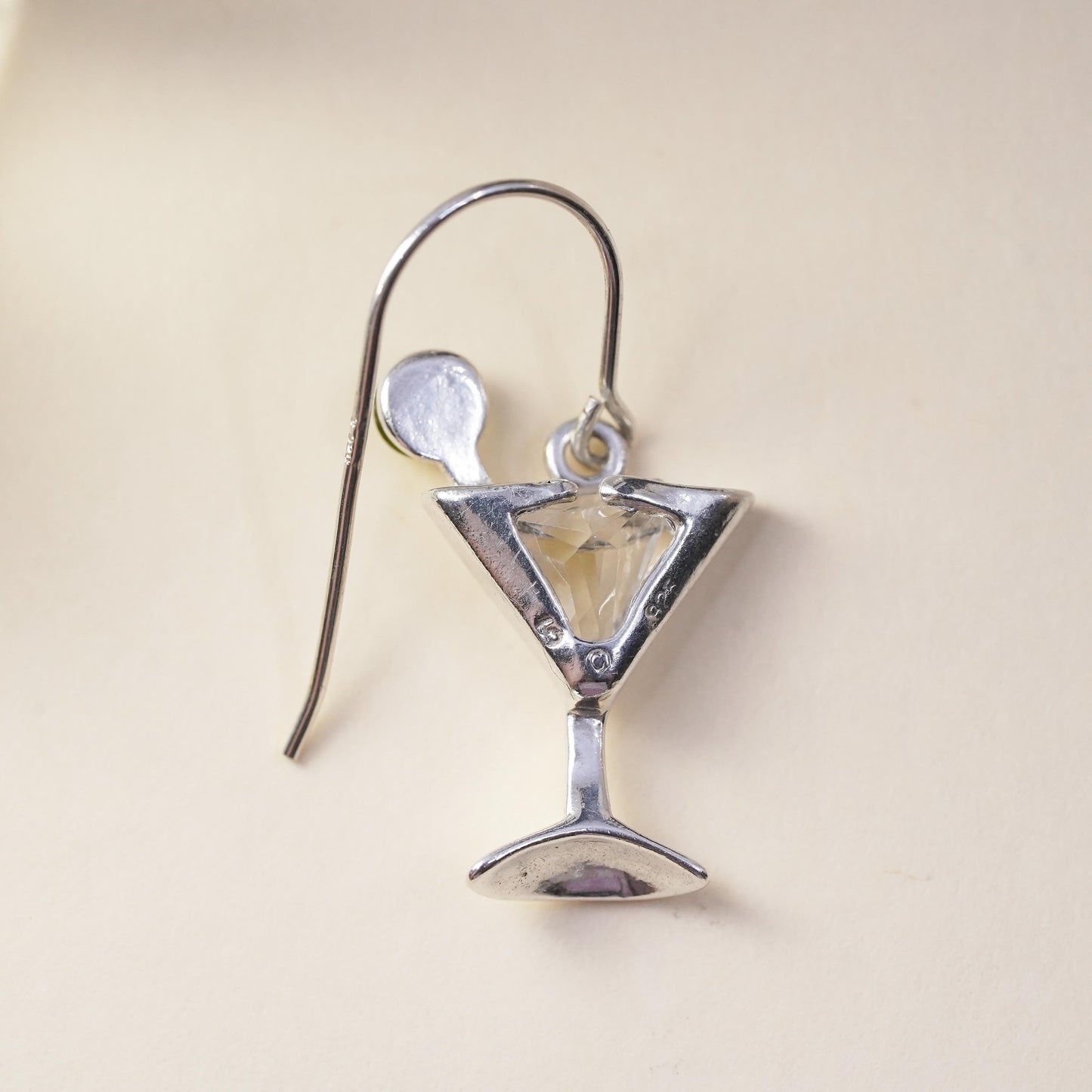 Vintage Shube sterling silver single earring, 925 cocktail single charm with CZ