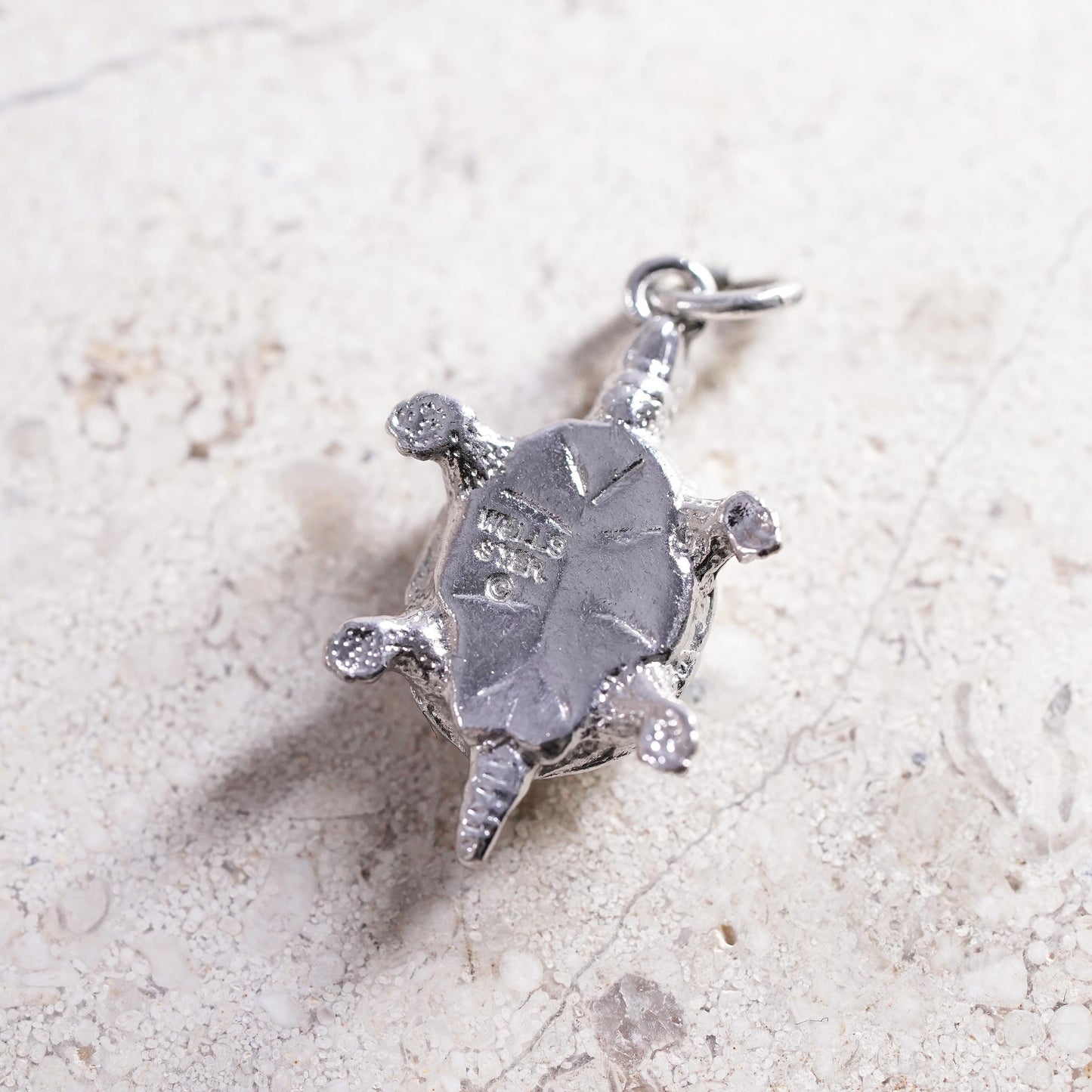 Vintage Sterling silver handmade pendant, 925 turtle charm