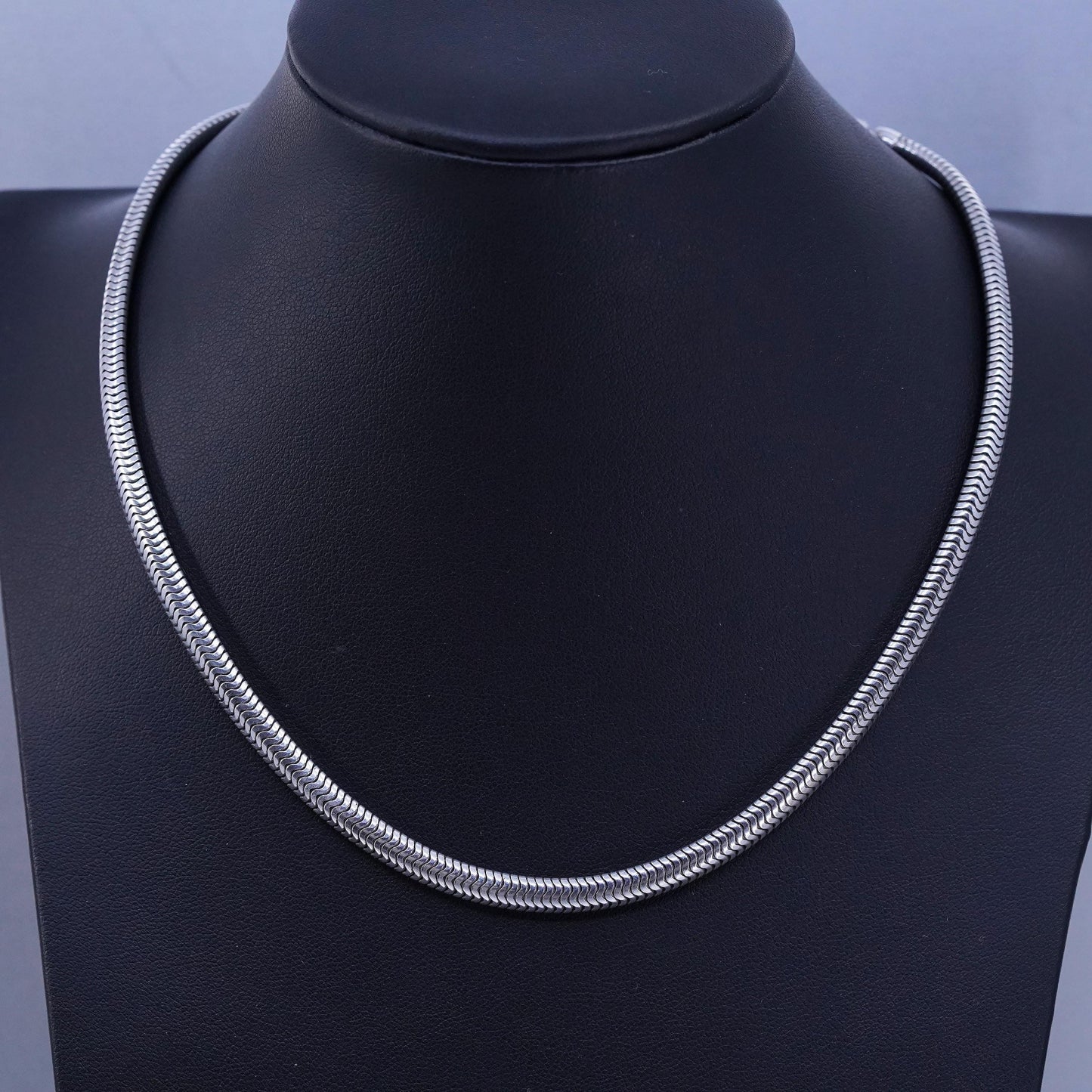 16” 5mm, Vintage Forstner Thick Sterling 925 Silver Snake Choker Necklace