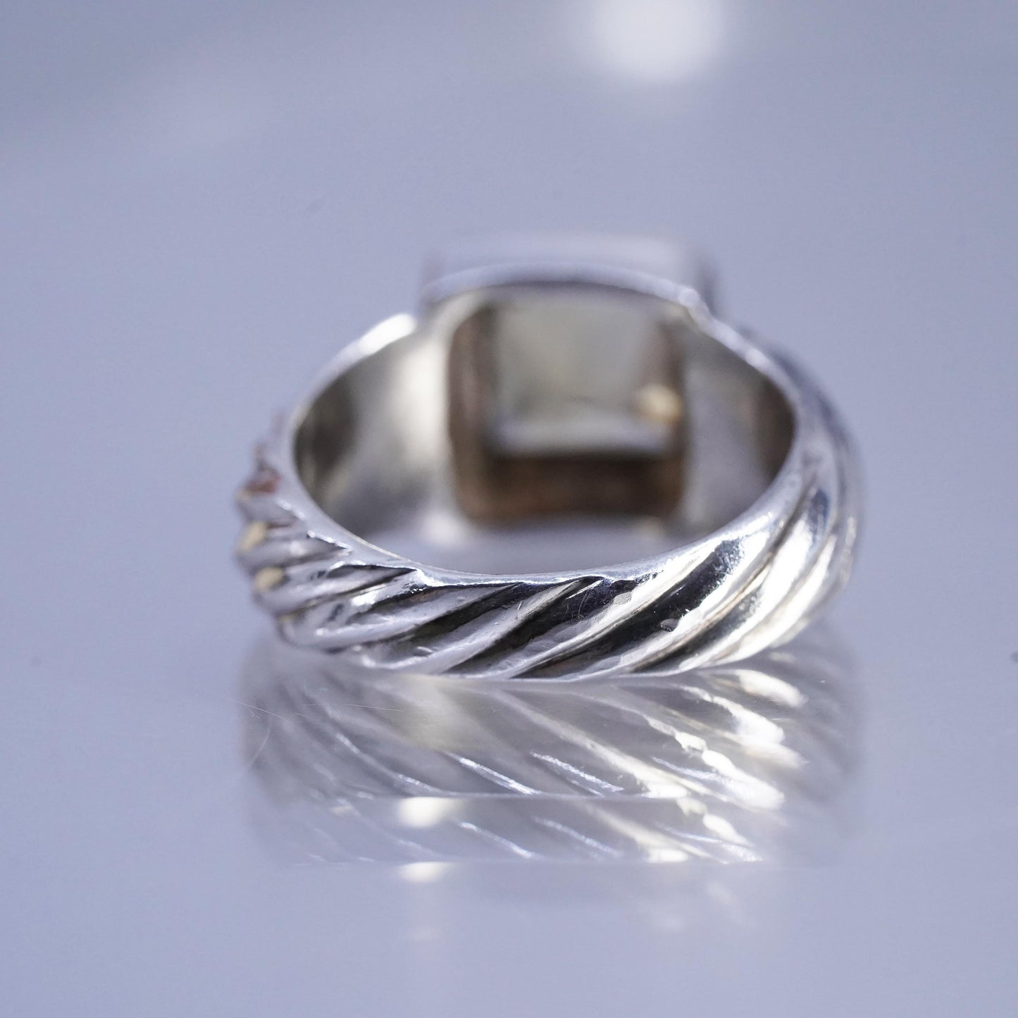 Size 7, vintage Sterling 925 silver cable textured ring square citrine, jewelry