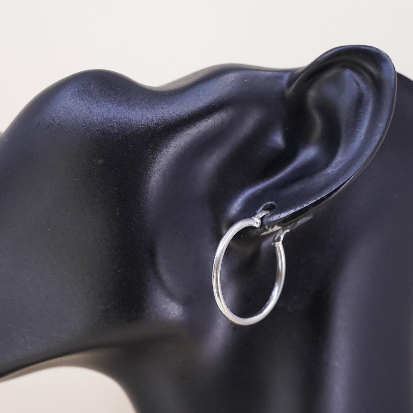 1", Vintage sterling silver loop single earring, minimalist primitive hoop