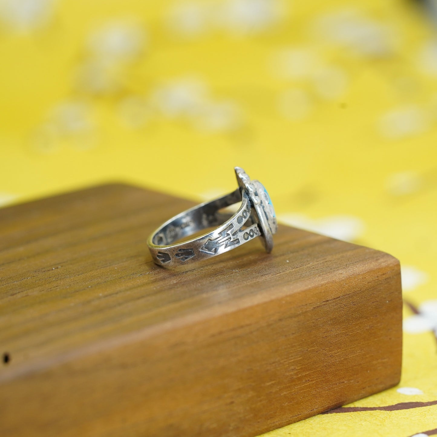 Size 4.25, Native American bell trading post Sterling silver ring, jewelry