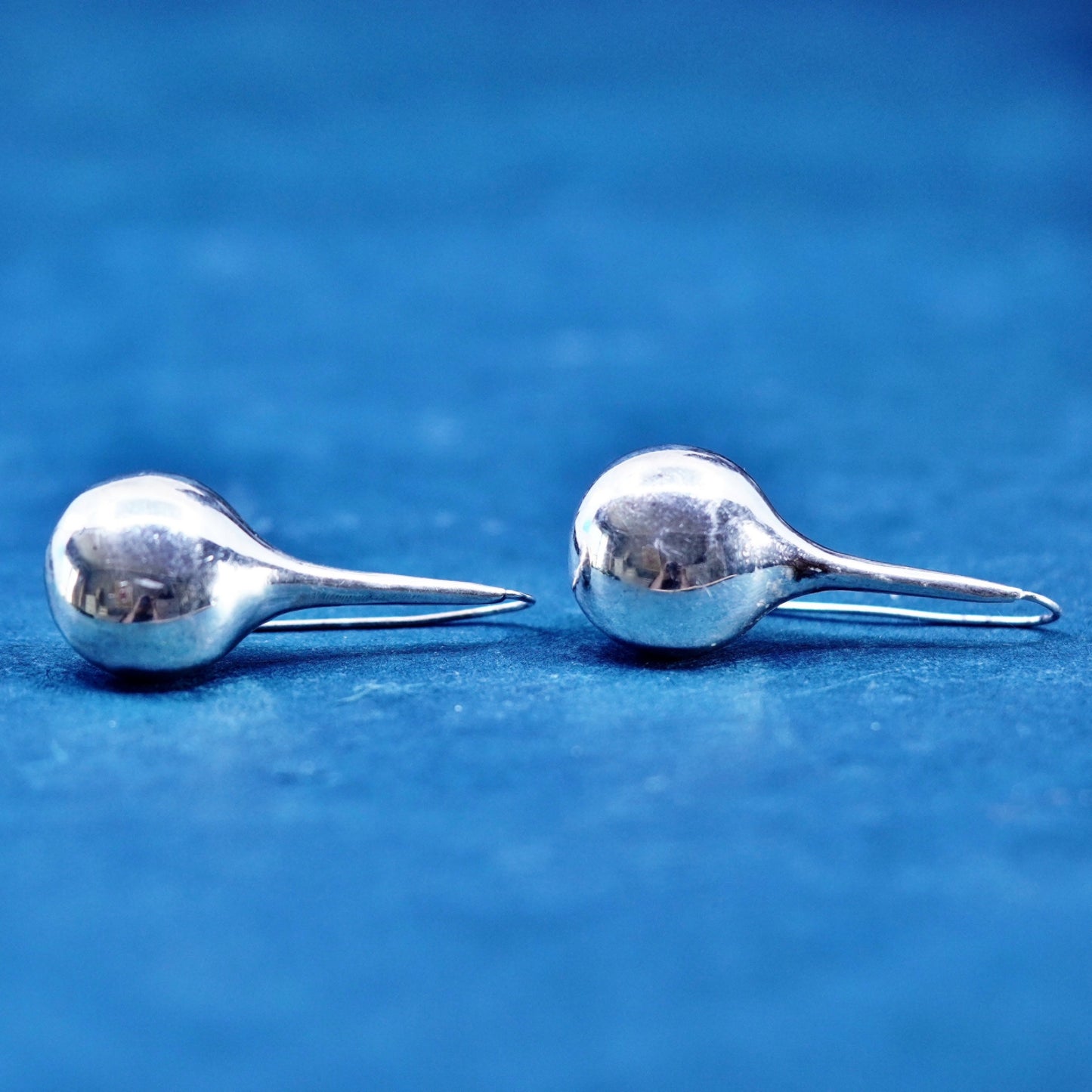 Vintage sterling silver handmade earrings, 925 simple teardrop drops