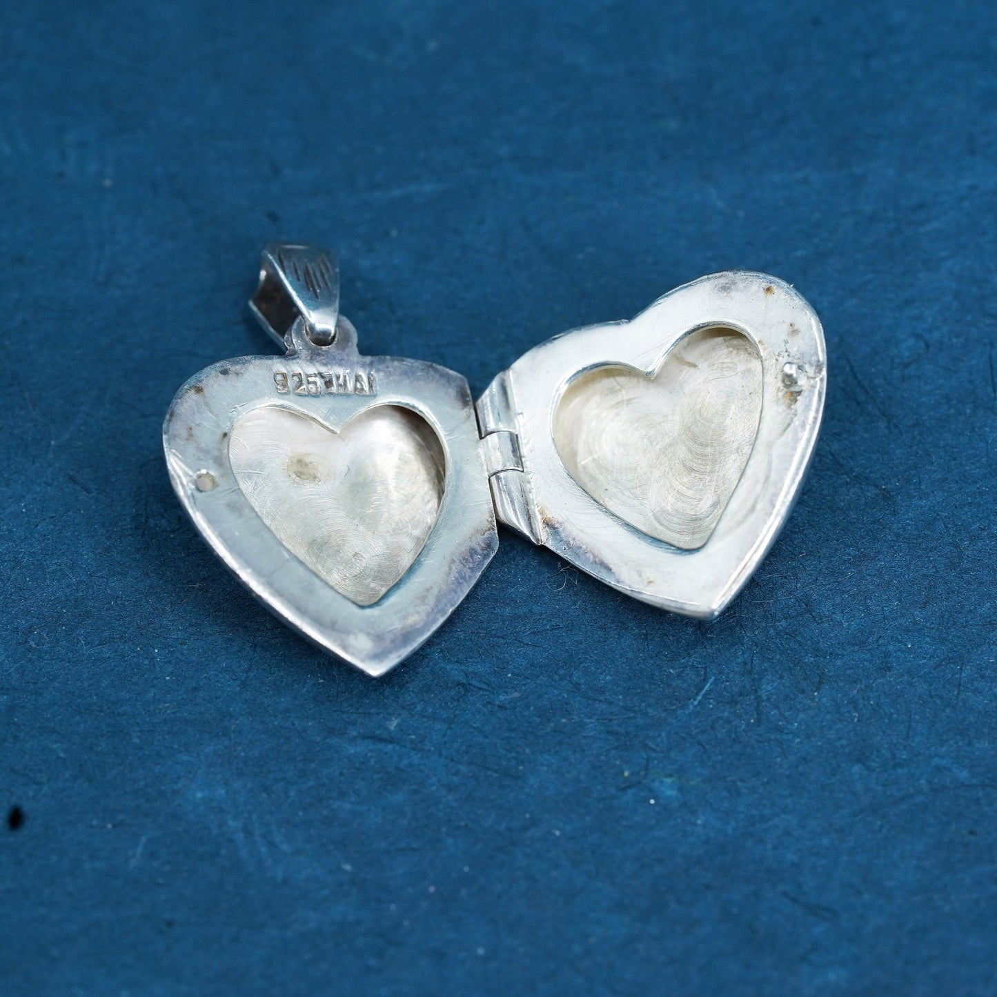 Vintage Sterling silver handmade pendant, 925 floral textured photo locket