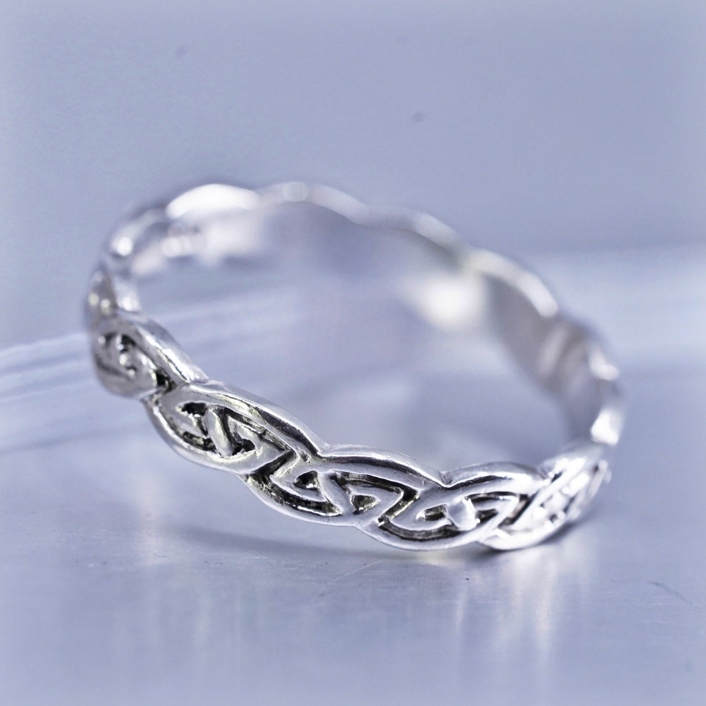 Size 9.5, southwestern Sterling 925 silver ring, woven braided textured band
