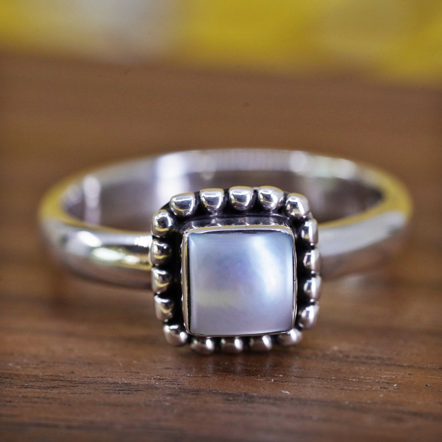 Size 10, retired Silpada Sterling 925 silver R1617 Button Frame Pearl Ring bead