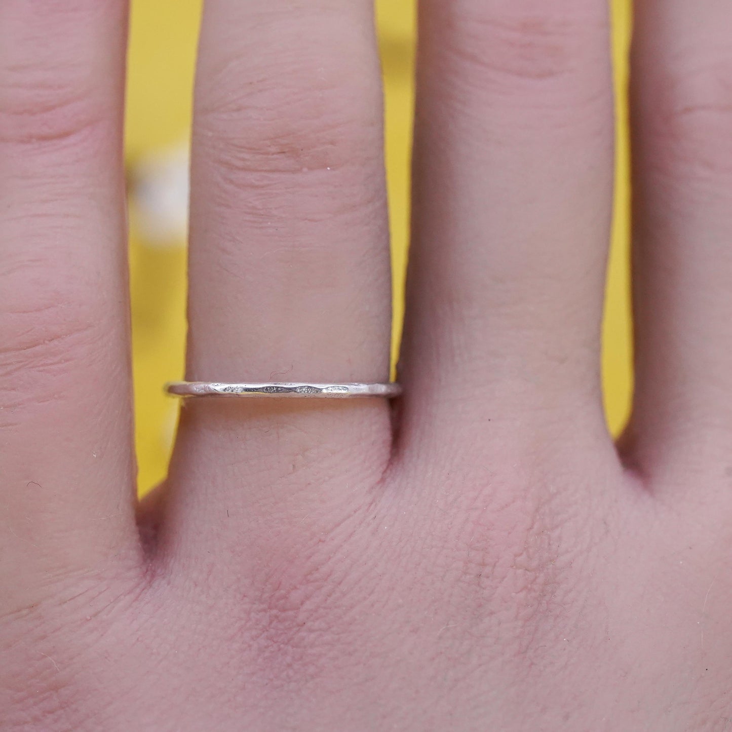 Size 7, Vintage Sterling silver handmade ring, 925 stackable textured band