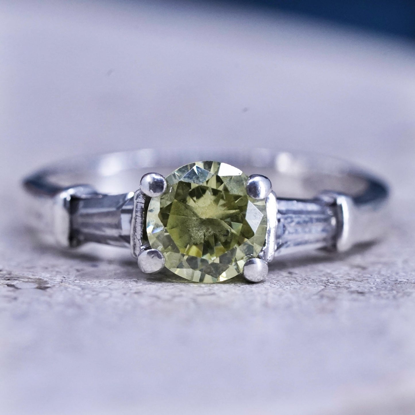 Size 7, vintage Sterling 925 silver ring with citrine and cz around