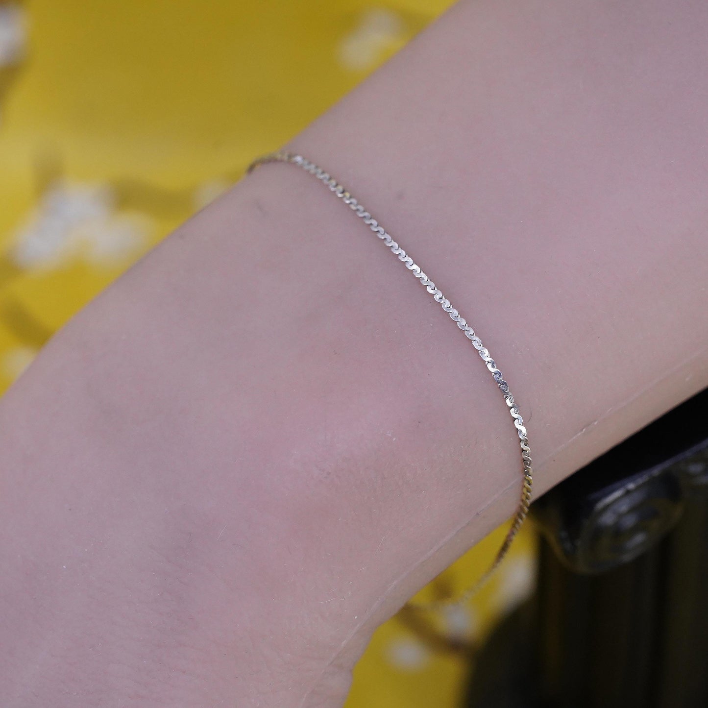 7", Vintage Sterling silver handmade twisted s link bracelet chain