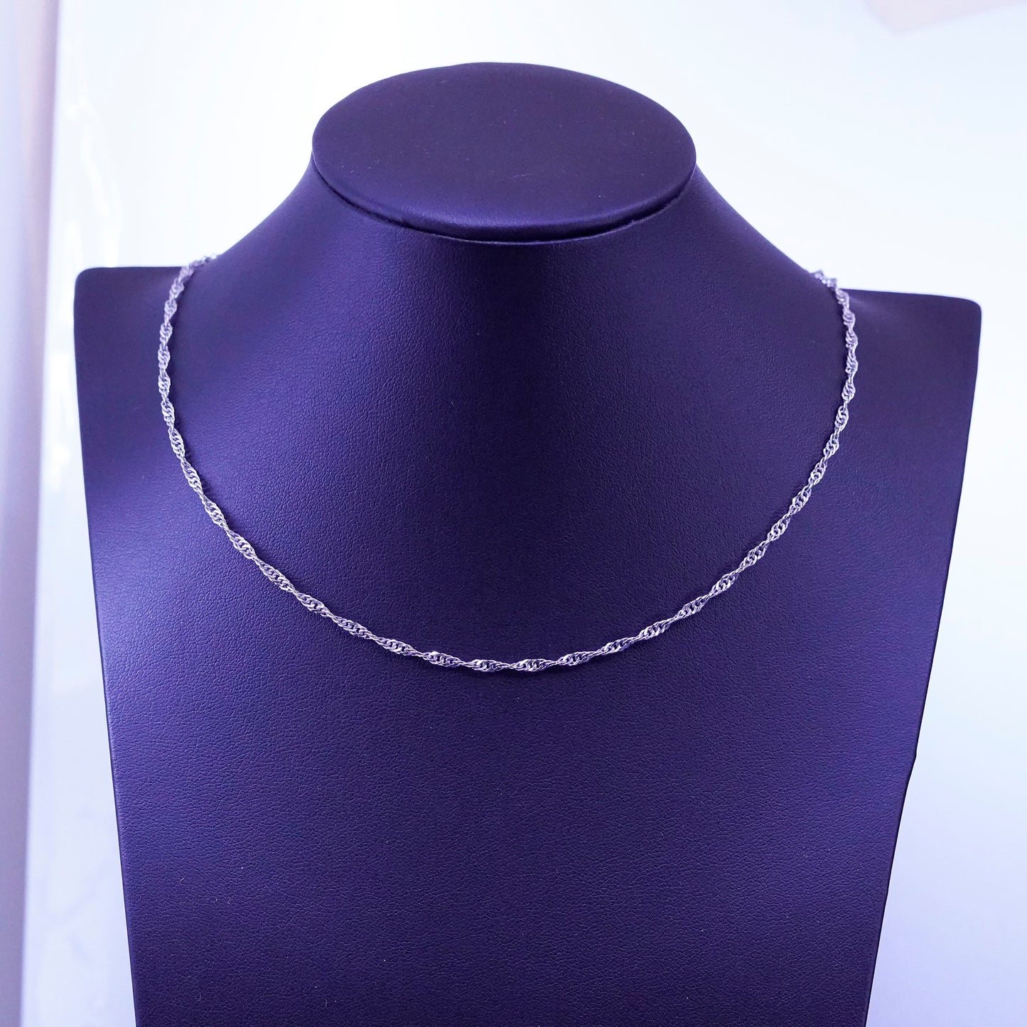 18”, Italian ITAOR Sterling silver handmade necklace, 925 Singapore rope chain