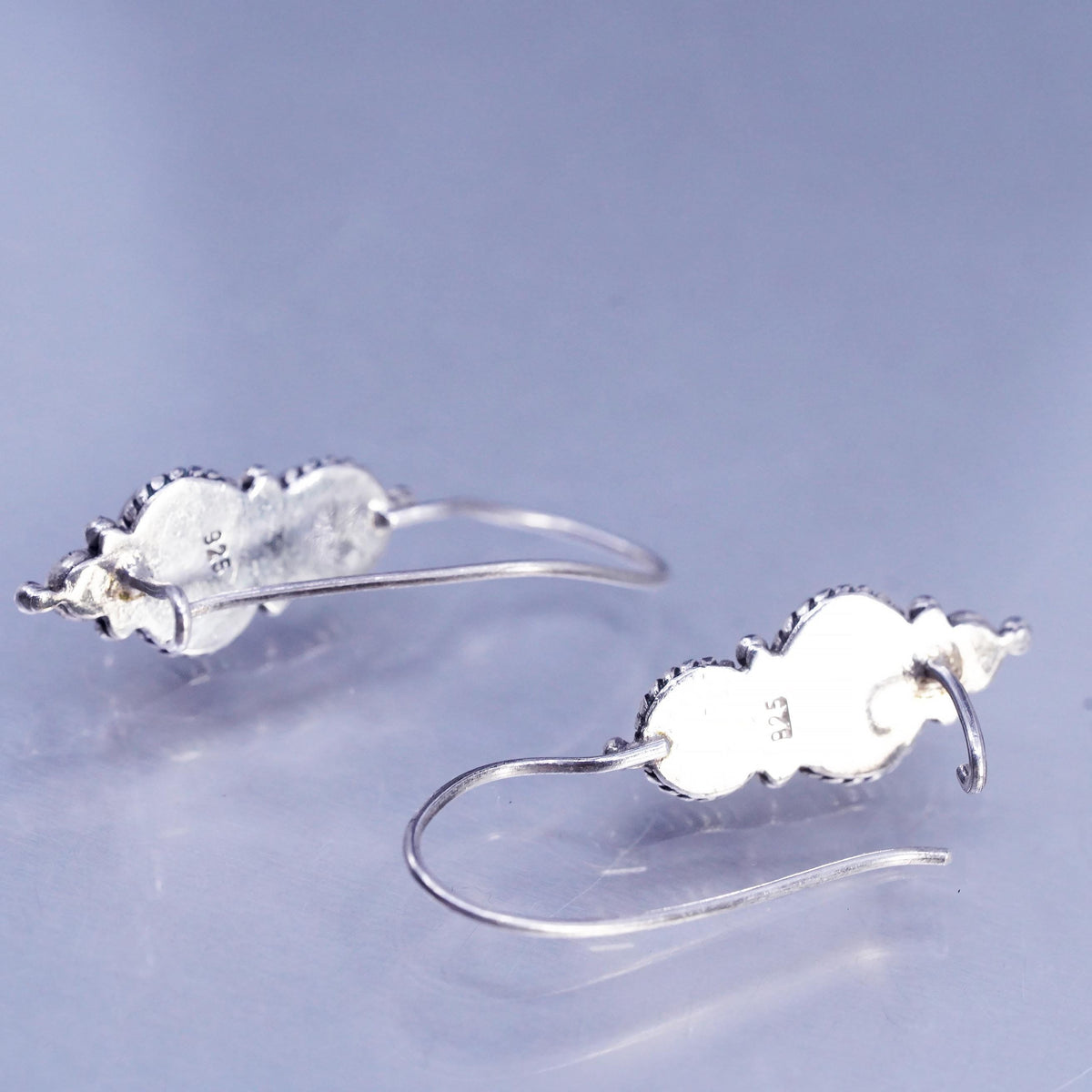 Vintage Sterling 925 silver handmade earrings with white pearl and garnet beads