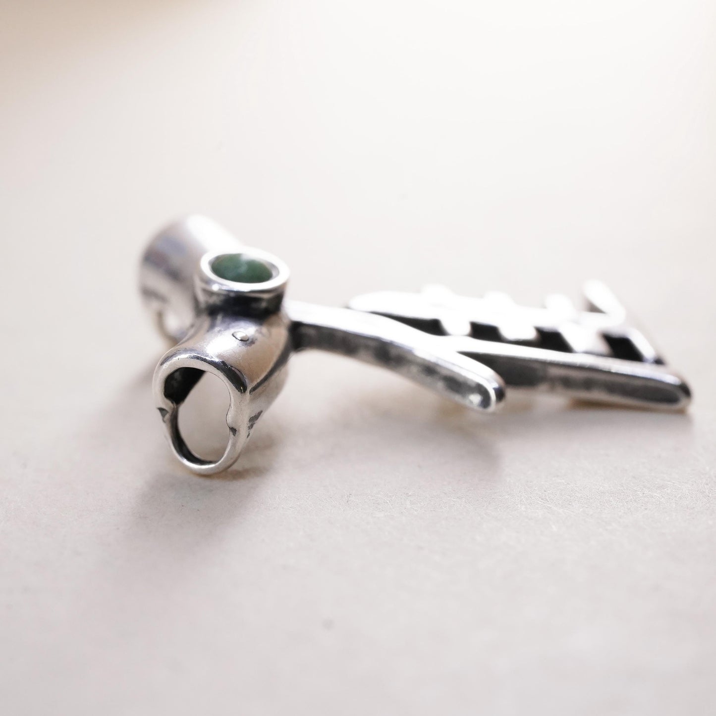 VTG Native American sterling 925 silver Japanese word Bird pendant turquoise