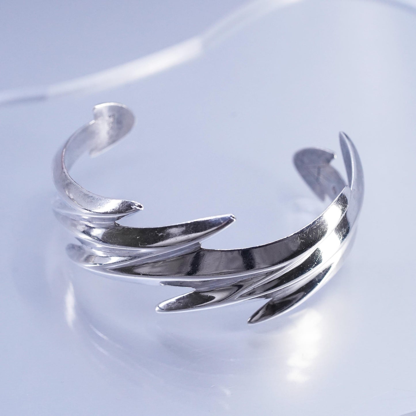 6.5”, Native American Atkinson Co Sterling 925 silver bracelet wide zigzag cuff