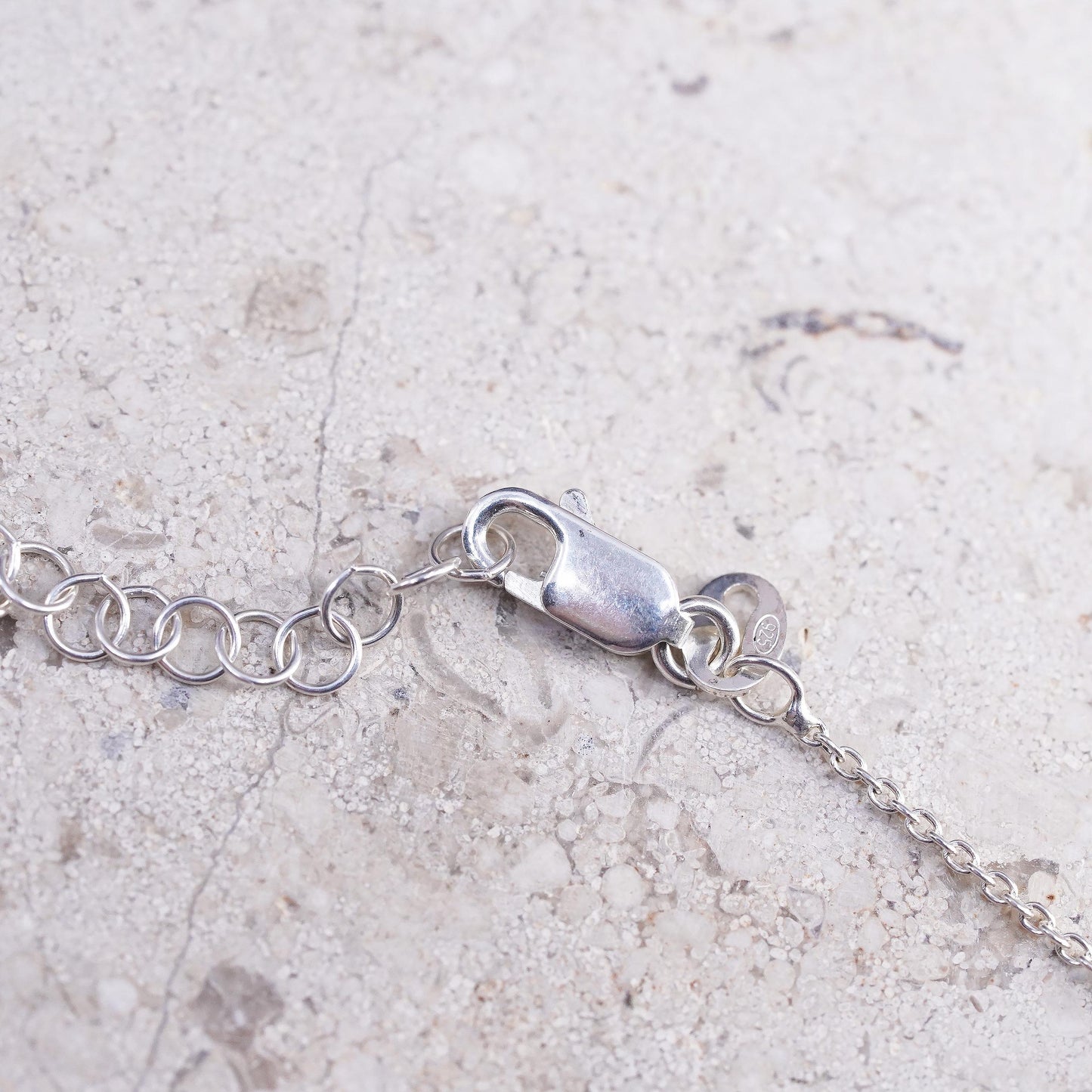 16+2", vintage Sterling silver necklace, 925 circle chain name Hannah pendant