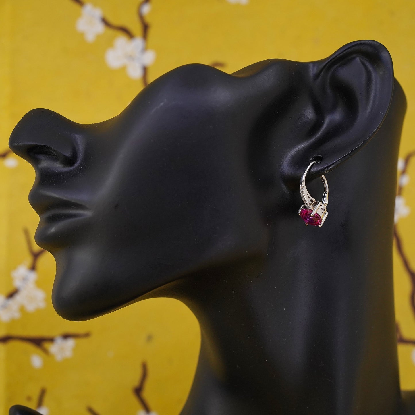 Vintage Sterling 925 silver earrings with ruby