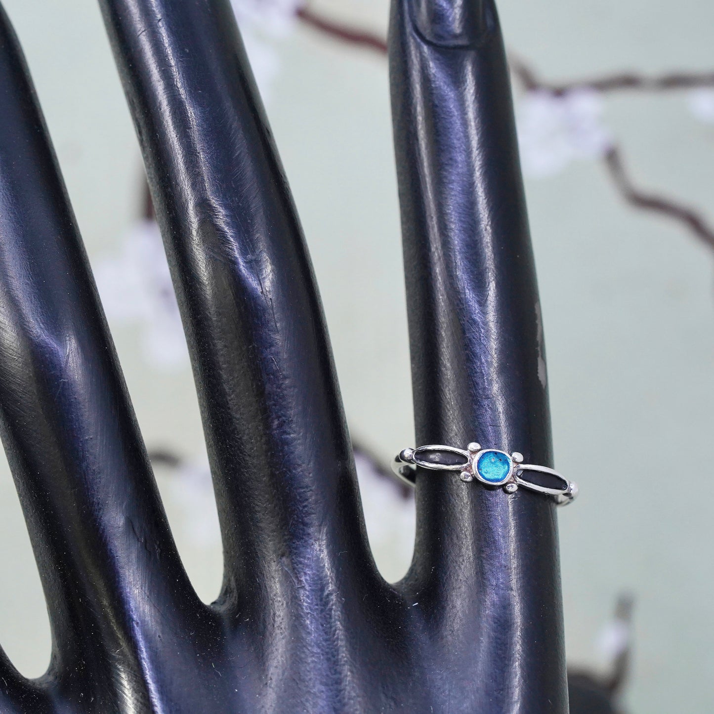 Size 5.5, vintage sterling silver handmade ring, 925 thin stackable band