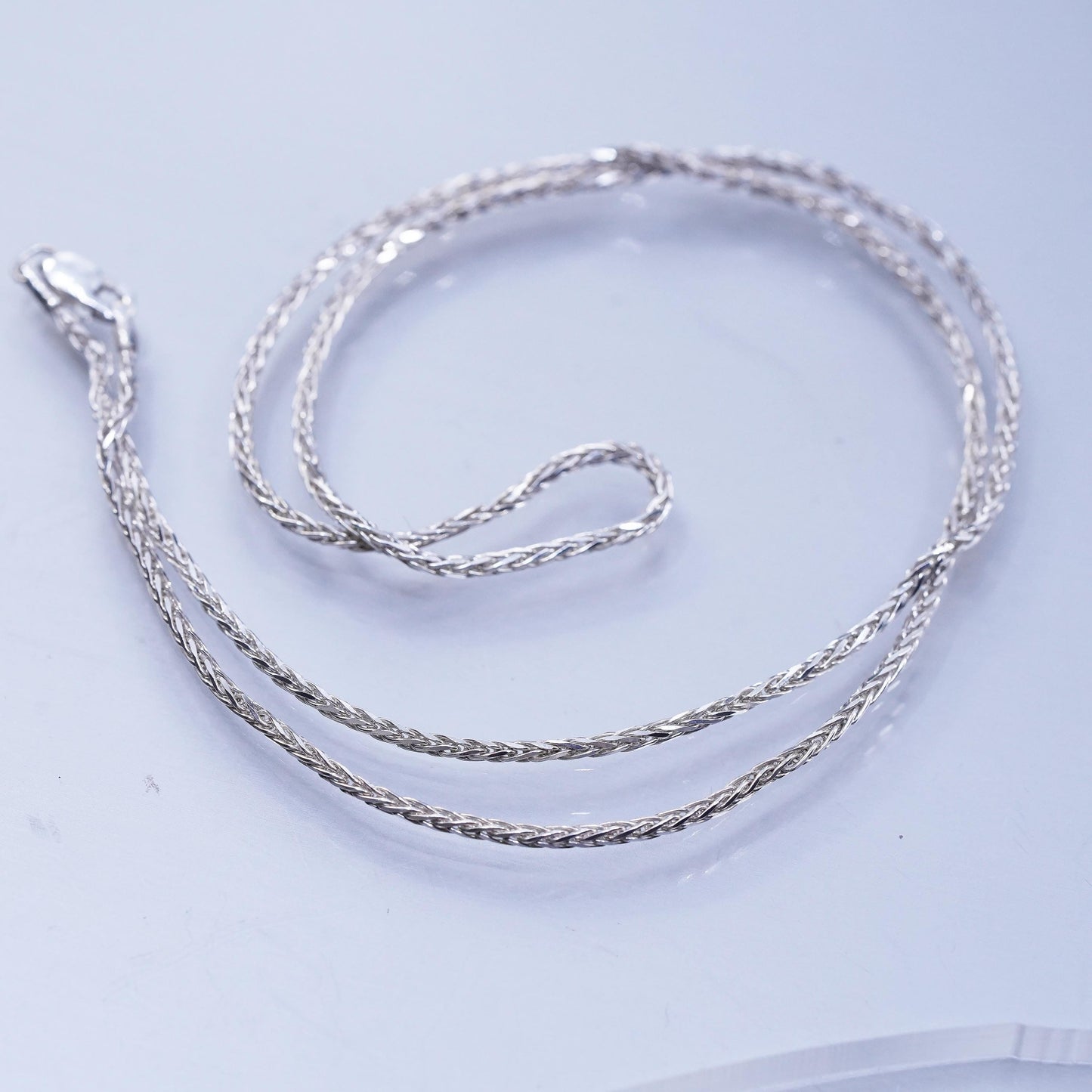 20” 2mm, vintage Mexican Sterling 925 silver handmade wheat chain necklace