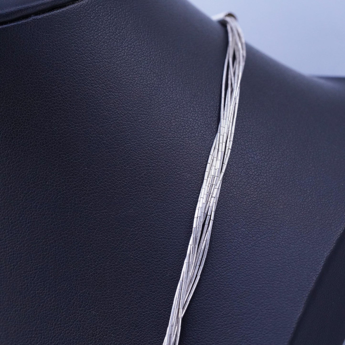 24”, Vintage liquid Sterling silver 10 strands necklace, Native American chain