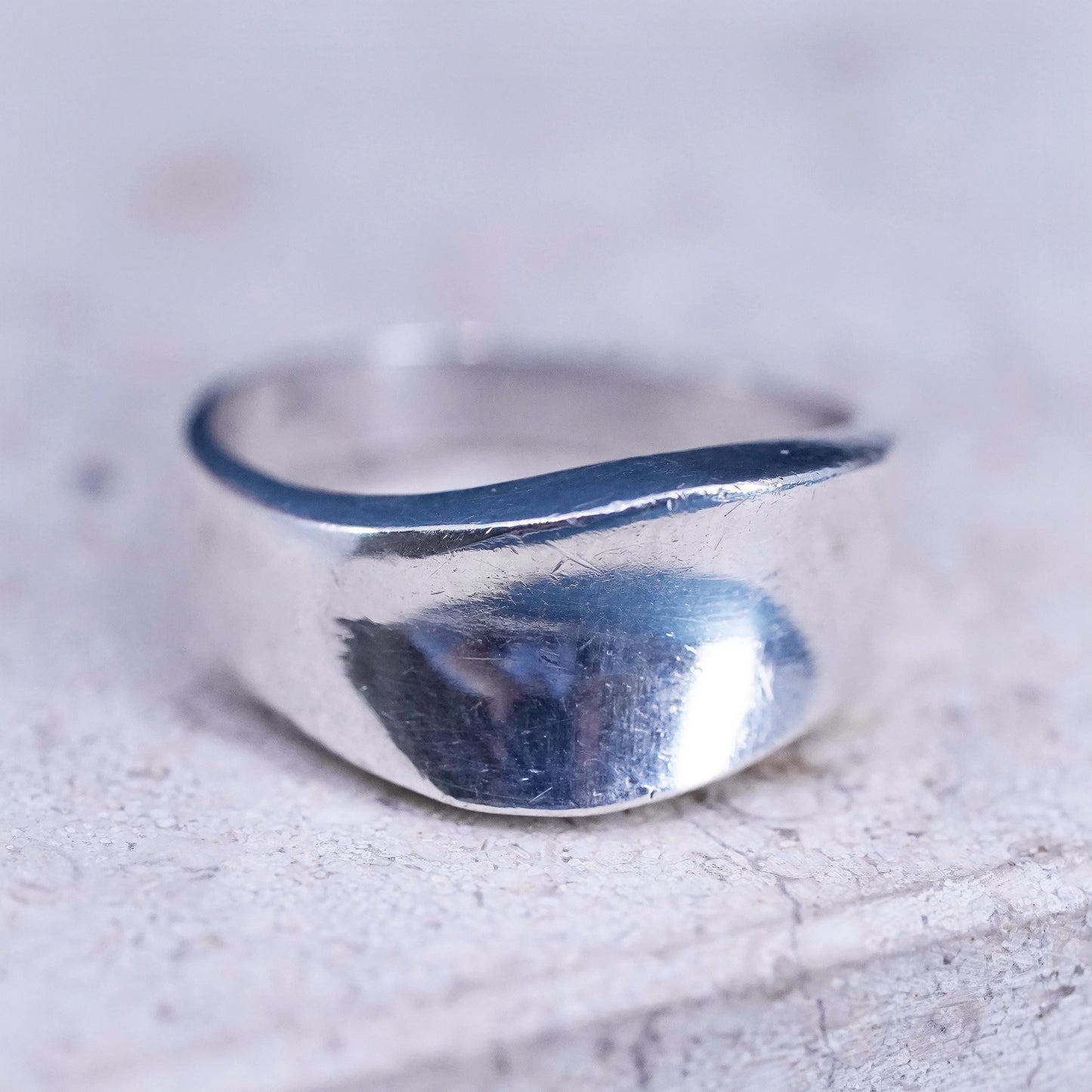 Size 5.25, minimalist, simple Sterling silver handmade ribbed ring, 925 ring