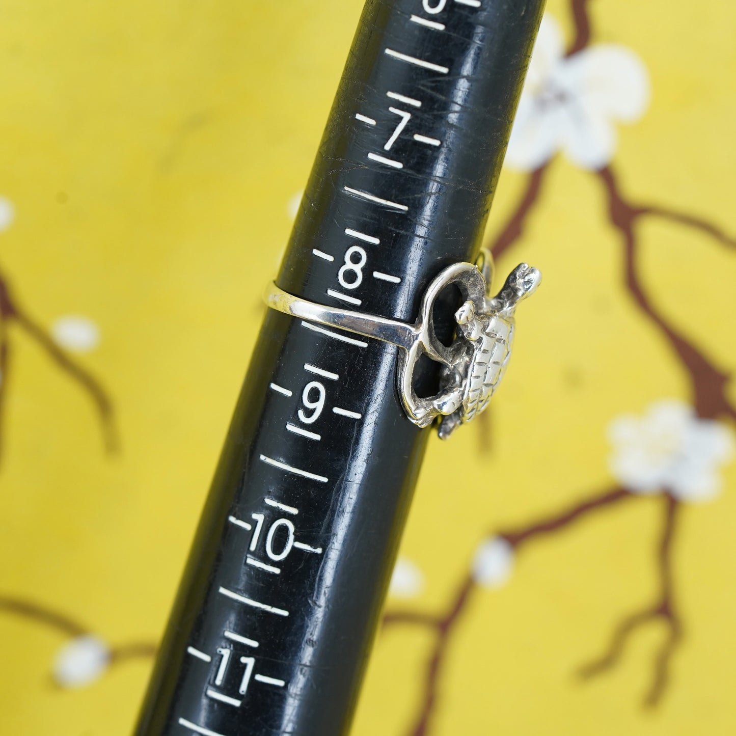 Size 8.25, vintage Sterling silver 925 handmade turtle ring, southwestern style